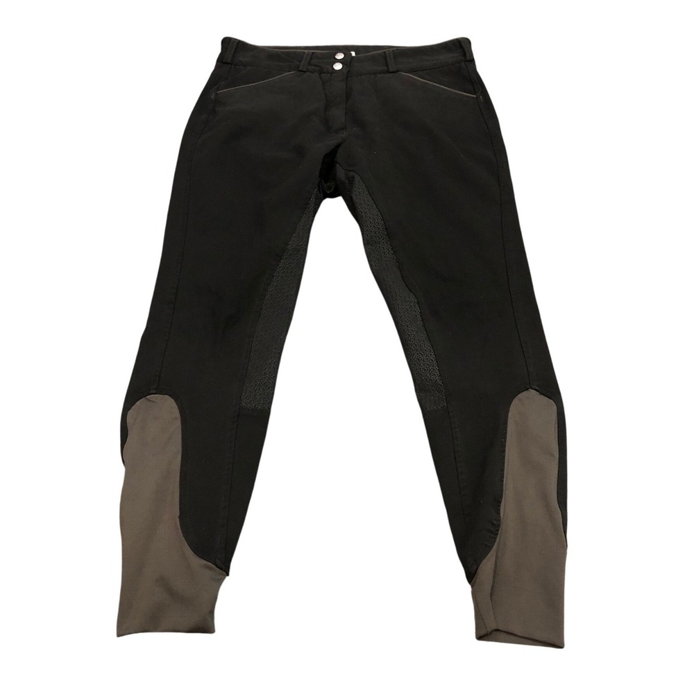 Dover Saddlery Breeches Womens 30 Black Brown Knee Patch Equestrian Riding Pants